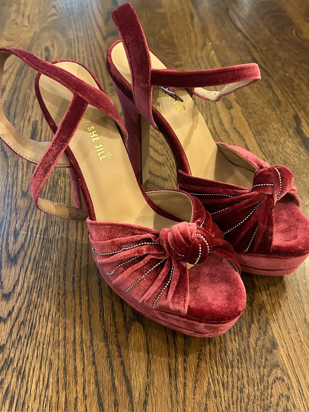 Y2K Mauve Velvet Rhinestone Platform Heels | Size 7.5